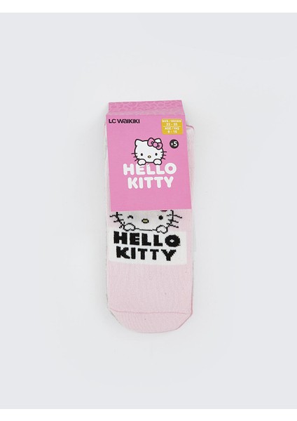 Yeni Sezon Hello Kitty Desenli Kiz Cocuk Patik Corap 5'li - S5LM75Z4