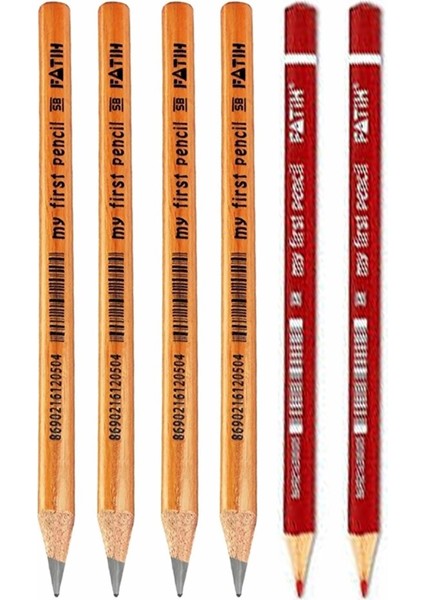 Jumbo Kurşun Kalem ve Kumbo Kırmızı Kalem 6 Lı 1 Paket Fatih Jumbo Kalın Kırmızı Başlık Kalemi Üçgen Ilk Kalemim