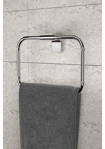 Premium Yuvarlak Kare Havluluk + Kapaklı Tuvalet Kağıtlık Ikili Banyo Seti modelleri