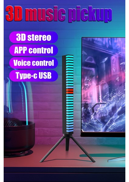 Sese Duyarlı Rgb LED Işık Şerit Müzik Ritmine Göre Renk Değiştiren Ambiyans Aydınlatma Otomatik Efektli Dekoratif Işık Sistemi fırsatları