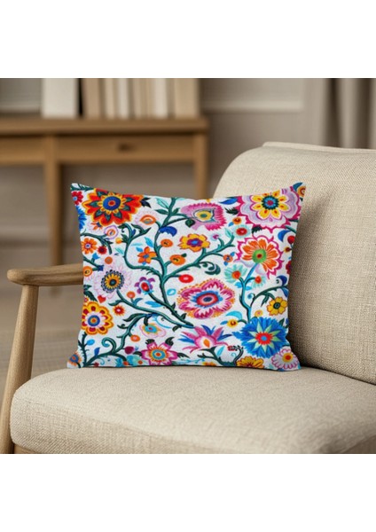 Boho Tarzda Karışık Desenli Kırlent Kılıfı Kare
