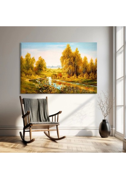 Sonbahar Nehri ve Orman Kanvas Tablo