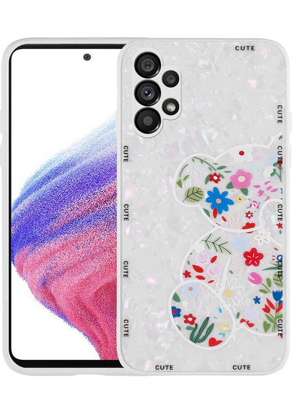 Galaxy A13 4g Kılıf Desenli Sert Silikon Tlzn Mumila Kapak-White Bear