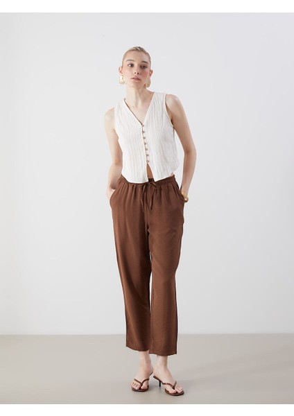 Yeni Sezon Beli Lastikli Havuc Kesim Kadin Pantolon - S5O263Z8