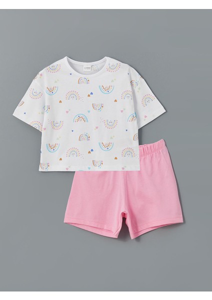 Yeni Sezon Bisiklet Yaka Kiz Cocuk Sortlu Pijama Takimi - S5CD83Z1