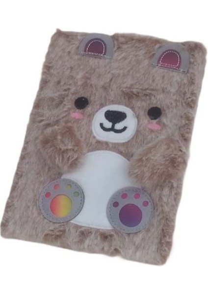 Panda Tasarımlı Çizgili Peluş Defter A5 Not Defteri (Ebat: 20,5 cm x 14,5 Cm)