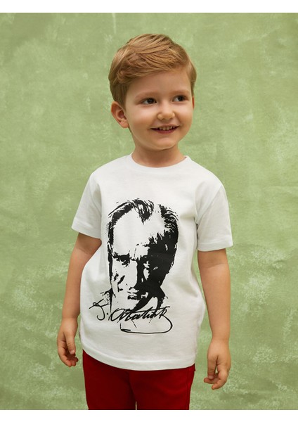 Yeni Sezon Bisiklet Yaka Ataturk Baskili Erkek Bebek Tisort - S4DL66Z1