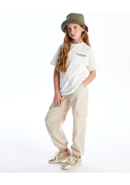 Yeni Sezon Beli Lastikli Kiz Cocuk Kargo Jogger Pantolon - S50517Z4