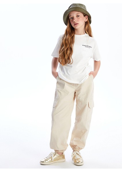 Yeni Sezon Beli Lastikli Kiz Cocuk Kargo Jogger Pantolon - S50517Z4