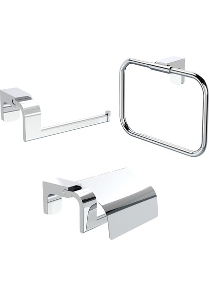 Premium Kare Havluluk , Kapaksız Kağıtlık ve Kapaklı Kağıtlık Banyo Seti