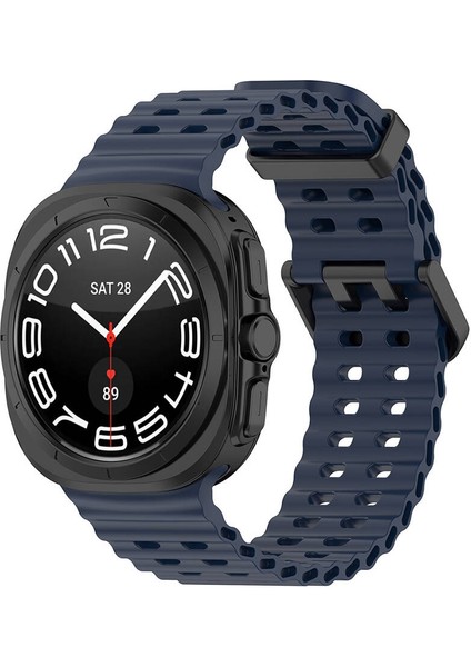 Galaxy Watch Ultra 47MM Tlzn KRD-118 Tırtıklı Tasarım Silikon Kordon-Midnight Blue