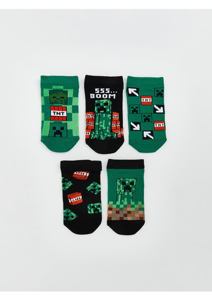 Yeni Sezon Minecraft Desenli Erkek Cocuk Patik Corap 5'li - S5K324Z4