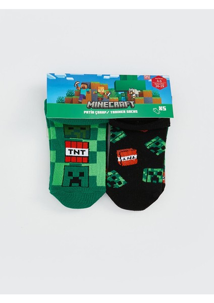 Yeni Sezon Minecraft Desenli Erkek Cocuk Patik Corap 5'li - S5K324Z4