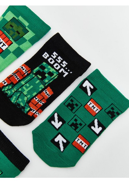 Yeni Sezon Minecraft Desenli Erkek Cocuk Patik Corap 5'li - S5K324Z4