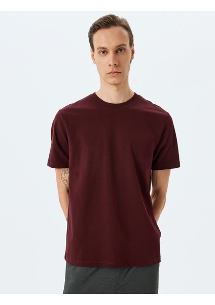Yeni Sezon Bisiklet Yaka Pamuklu Tok Kumaş Regular Fit Basic Kısa Kollu Tişört modelleri
