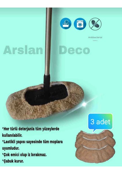 Lastikli Mop Bez 3 Adet Temizlik Bezi Mop Bez Welsoft