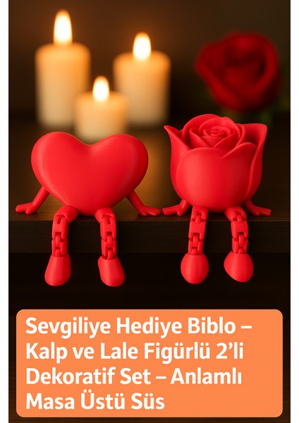 Kalp ve Lale Şeklinde Biblo 2 Adet