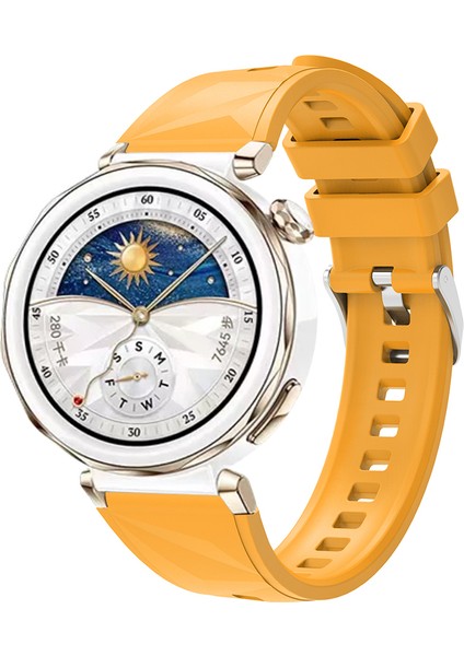 Huawei Watch Gt5 Pro 42MM Uyumlu Tlzn KRD-129 Silikon Kordon Strap Kayış-Sarı