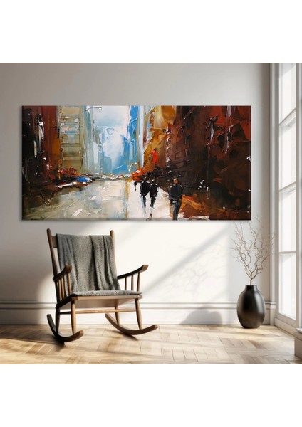 Yağmurlu Şehirde Akşam Kanvas Tablo