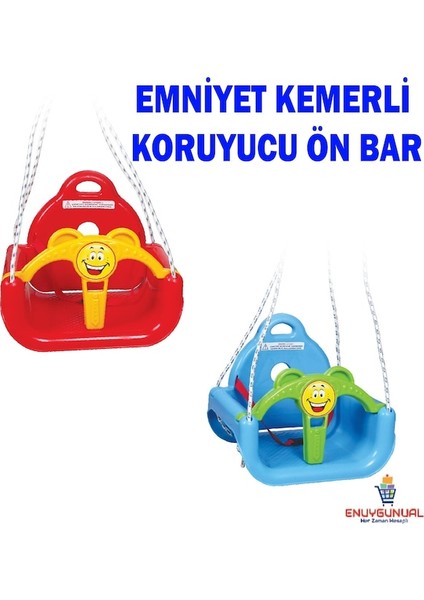 Kette Çocuk Salıncağı Koruyucu Ön Barlı Ipli Salıncak Emniyet Kemerli Çocuk Salıncağı Bahçe Salıncağı