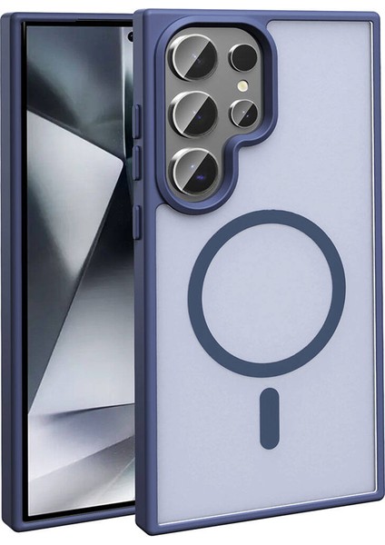 Galaxy S23 Ultra Kılıf Magsafe Şarj Özellikli Mat Arka Yüzey Tlzn Sio Kapak-Lacivert