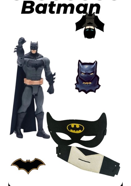 Süper Ikili Batman Seti 30 cm Batman Karakter ve Batman Maskesi Ağızlığı