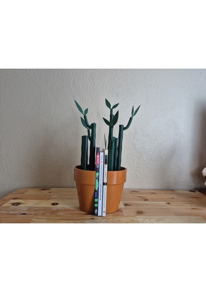 Bambu Kitap Tutucu – Lego Çiçek Dekoratif Bookend & Masa Düzenleyici – Yapay Bitki ve Bambu Detaylı Pinterest Fikri Kitaplık Aksesuarı – Çok Amaçlı Çalışma Masası Aksesuarı – Fonksiyonel Hediye