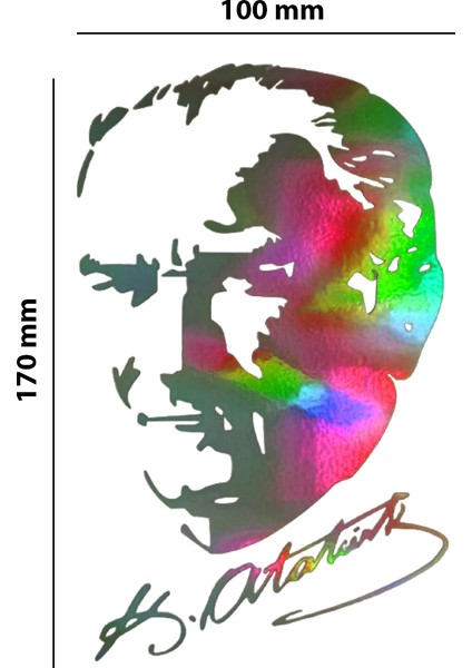 Atatürk Model Hologram Sticker – Işık Vurunca Renk Değiştirir – Modifiye Dekarasyon Sticker Araç,kask Uyumlu,düz ve Prüszsüz Yüzeyler Için (Meristeed)