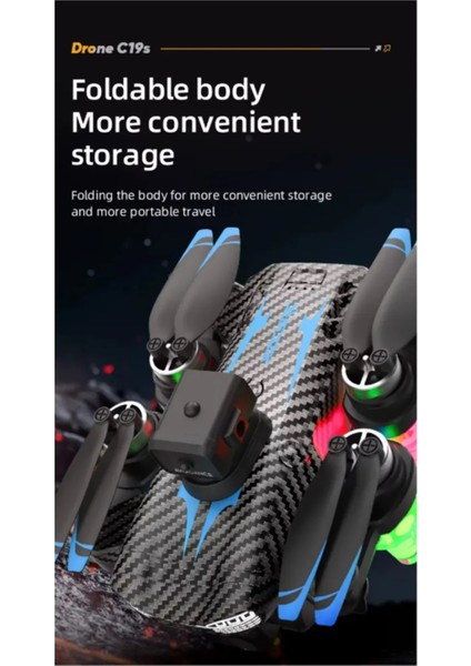 C19S Drone 360 Derece Engel Kaçınma Karbon Fiber Drone Wifi + 1080P Çözünürlük Görüntü