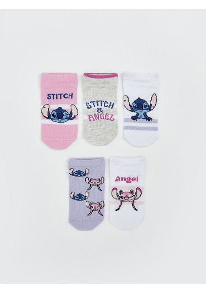 Yeni Sezon Lilo ve Stitch Desenli Kiz Cocuk Patik Corap 5'li - S5LM76Z4