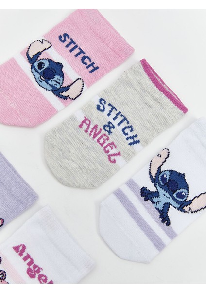 Yeni Sezon Lilo ve Stitch Desenli Kiz Cocuk Patik Corap 5'li - S5LM76Z4