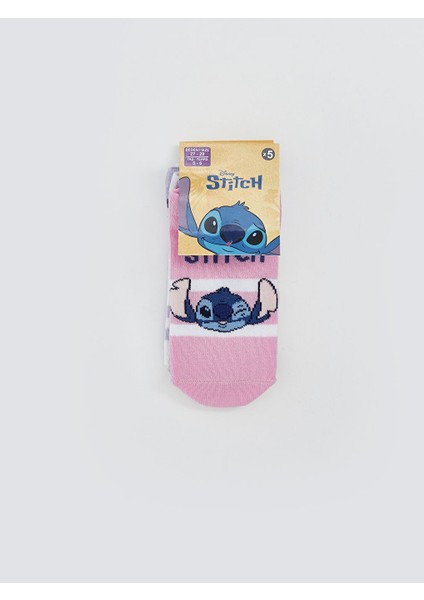 Yeni Sezon Lilo ve Stitch Desenli Kiz Cocuk Patik Corap 5'li - S5LM76Z4