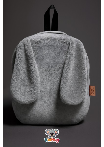 Isme Özel Gri Kulaklı Peluş Çocuk Sırt Çantası – 27CM | Kreş & Anaokulu Için Ideal