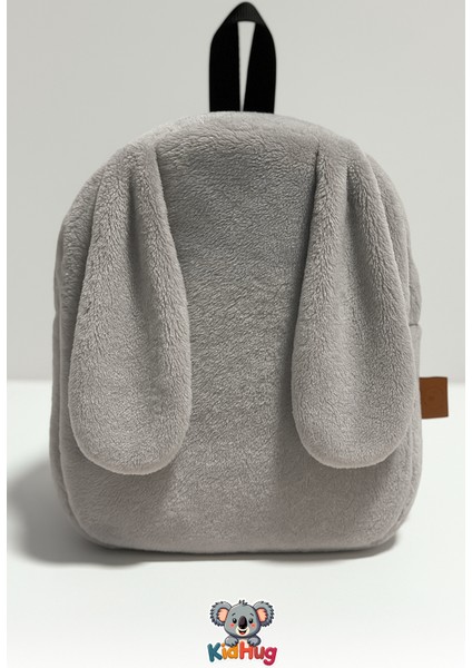 Isme Özel Gri Kulaklı Peluş Çocuk Sırt Çantası – 27CM | Kreş & Anaokulu Için Ideal modelleri