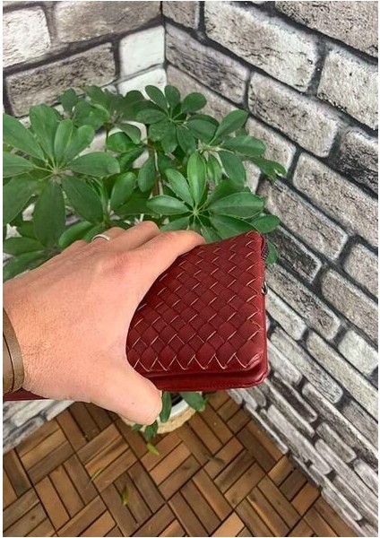 Hakiki Deri Kırmızı El Örgüsü Küçük Boy Kadın Çantası (T1603) fırsatları