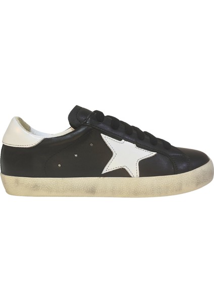 Kadın Goose Model Yıldız Detaylı Gülük %100 Deri Sneakers Ayakkabı 25NW00401