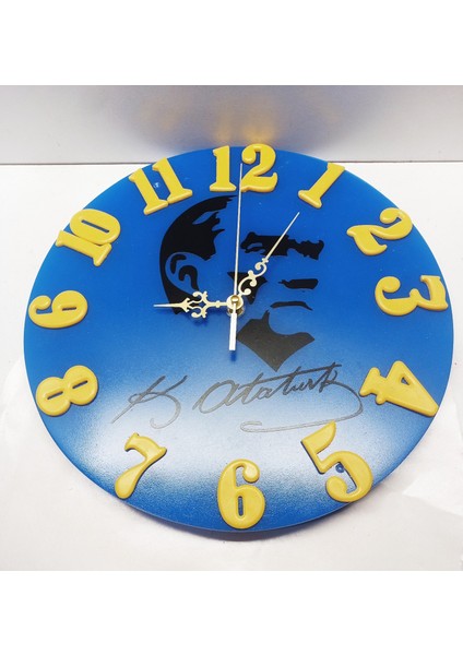 Epoksi Atatürk Temalı 32X32 cm Duvar Saati