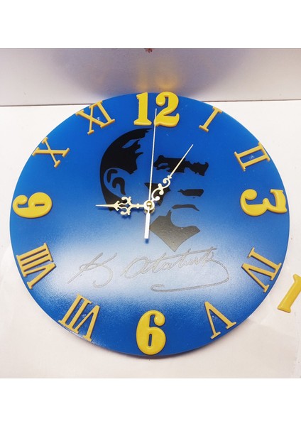 Epoksi Atatürk Temalı 32X32 cm Duvar Saati