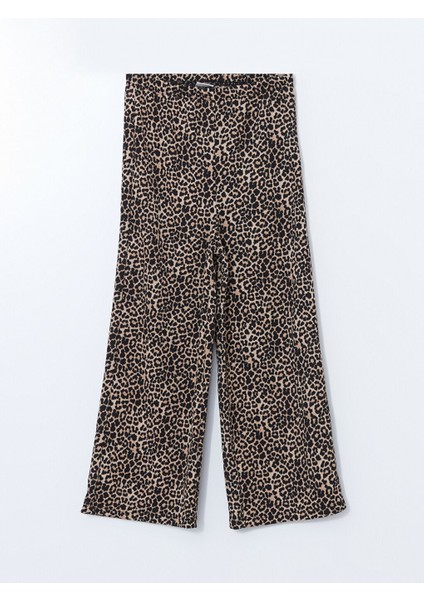 Yeni Sezon Beli Lastikli Leopar Desenli Kiz Cocuk Pantolon - S5IV73Z4