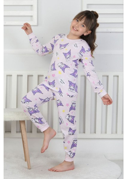Isob Pembe Kuromi Desenli %100 Pamuk Kız Çocuk Pijama Takımı 3-8 Yaş 51205-P