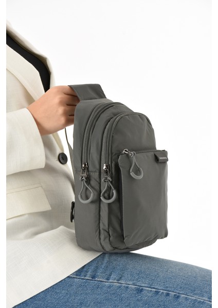 6004 Unisex Kırinkıl Kumaş Suya Dayanıklı Çok Bölmeli Body Bag