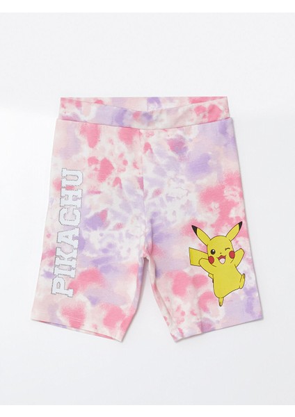 Yeni Sezon Beli Lastikli Pikachu Baskili Kiz Cocuk Tayt - S4MB21Z4