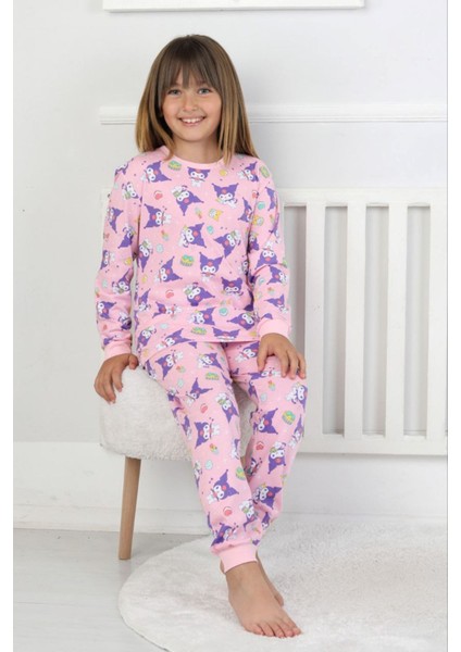 Isob Pembe Kuromi Desenli %100 Pamuk Kız Çocuk Pijama Takımı 3-8 Yaş 51209-P fiyatları