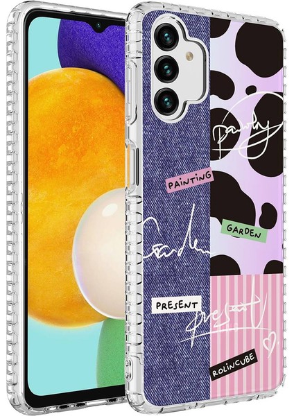 Galaxy A04S Kılıf Airbag Kenarlı Renkli Desenli Silikon Sert Elegans Kapak