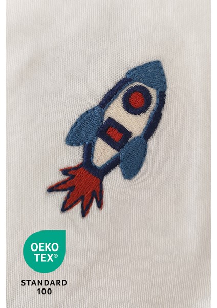 Space 3lü %100 Pamuk Nakışlı Bebek Body Set