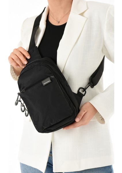6004 Unisex Kırinkıl Kumaş Suya Dayanıklı Çok Bölmeli Body Bag