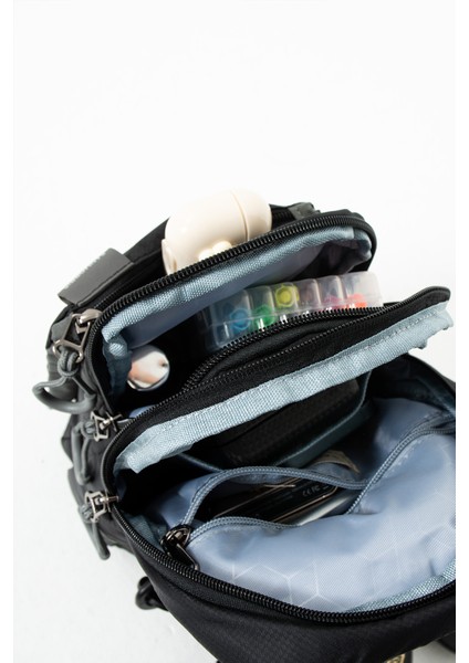6004 Unisex Kırinkıl Kumaş Suya Dayanıklı Çok Bölmeli Body Bag