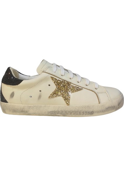 Kadın Goose Model Yıldız Detaylı Gülük %100 Deri Sneakers Ayakkabı 25NW00401