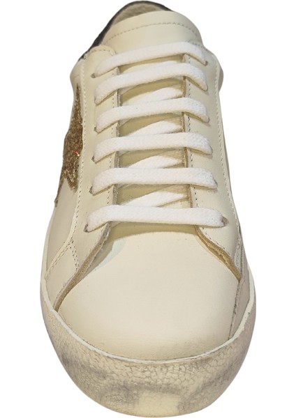 Kadın Goose Model Yıldız Detaylı Gülük %100 Deri Sneakers Ayakkabı 25NW00401