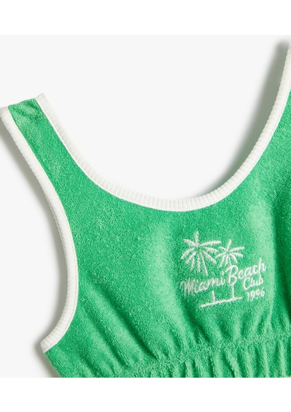 Yeni Sezon Crop Atlet Havlu Kumaş Palmiye Işleme Detaylı Pamuklu modelleri